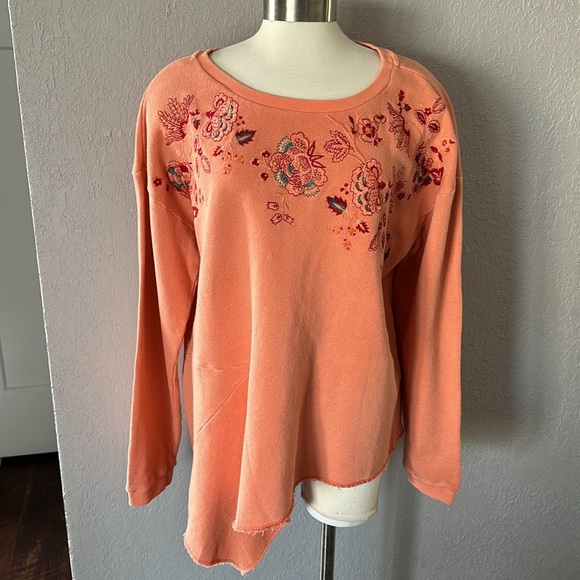 Sundance Clementine Fields Sweatshirt In Creamy Orange Size XXL Embroidered - Picture 2 of 9